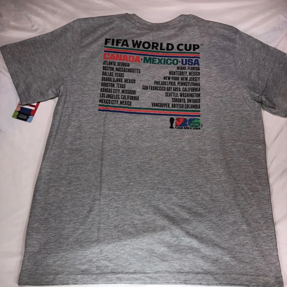 FIFA World Cup 2026 Canada Mexico USA Host Cities T-Shirt Gray XL New